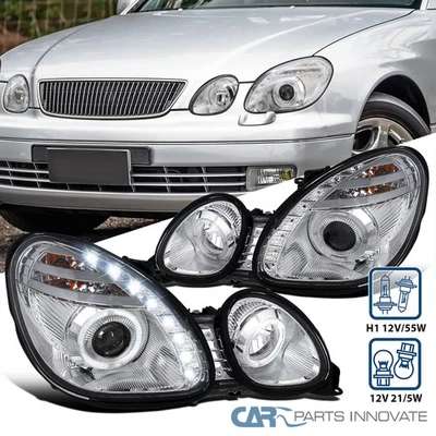 Fit 98-05 Lexus GS300 GS400 LED Halo Projector Headlights Headlamp w/ LED Strip - Image 1 of 4