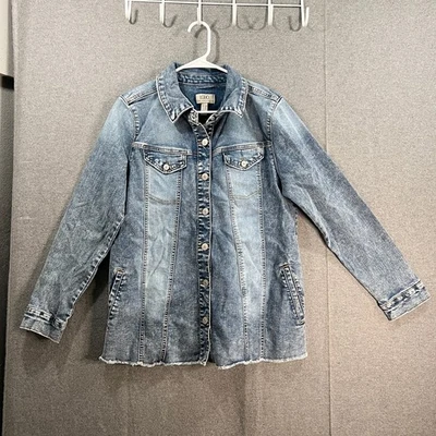 LOGO by Lort Goldstein Denim Jacket with Fraved Hem Medium Vintage Reg 10 - Image 1 of 4