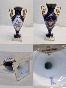 Kaiser Porzellan Kobaltblau Amphore Vase Höhe 28,3 cm Blumen-Dekor - Bild 1 von 23