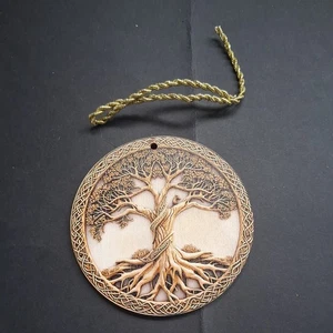 Lovely Wooden Hanging Decoration Ancient Tree 8cm Wide (h) - Picture 1 of 2