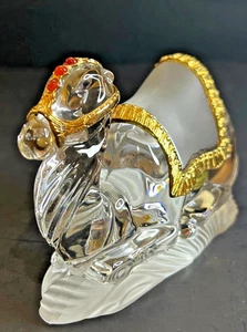 Gorham Kristall Krippe Kamel 6" Gold Akzente mattiert Sattel mit Box Germany - Bild 1 von 12