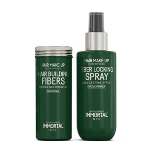 Immortal NYC Dark Brown Hair Building Fibers 20g & Fiber Locking Spray 150ml duo - Picture 1 of 5