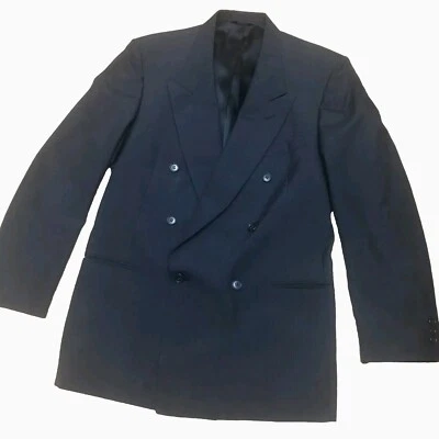 VTG Pierre Cardin Pea Coat Trench Black Jacket Mens 44R Union Made in USA - Image 1 of 4