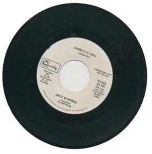 SWEET BLINDNESS 45 RPM Promo Record "COWBOYS TO GIRLS" '75 Northern Soul VG - Imagen 1 de 2