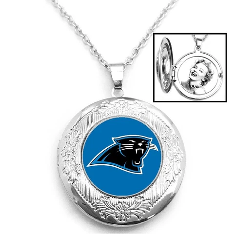 Carolina Panthers Womens 925 Silver 20" Link Chain Necklace And Photo Locket D16 Cover