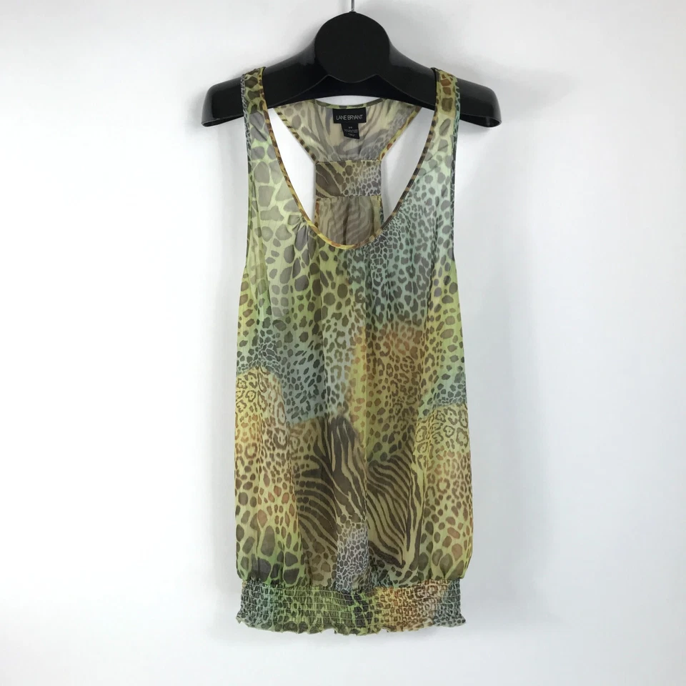 Top sin mangas con estampado de animales transparente Lane Bryant para mujer talla grande 20 espalda deportiva Foto 1 de 4