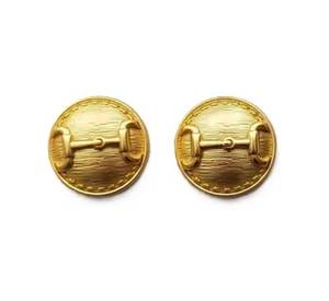 Two Equestrian Blazer Buttons Gold Silver Horsebit Pattern Metal Men's - Picture 1 of 1