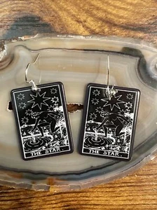 Sterling Silver Tarot Card Earrings, The Star, Ouija Mystical Gift Idea Jewelry - Picture 1 of 2