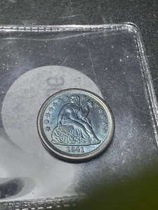 Moneda de diez centavos Seated Liberty 1841 10C increíble tonificación elección BU lote #819 - Imagen 1 de 4