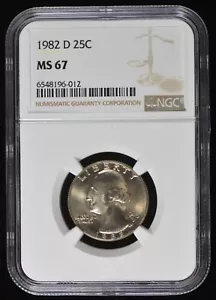 1982-D MS 67 RD U.S / United States Washington Quarters 25c - Picture 1 of 2