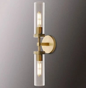 Gerändelte Messing 21" Wandleuchte Doppel Glas Linear - Bild 1 von 7