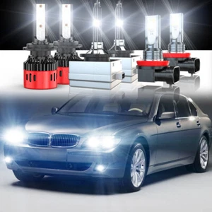 FOR BMW 750i 750Li 760Li 2006 2007 2008 LED HID Headlight High/Low+Fog Light Kit - Picture 1 of 17