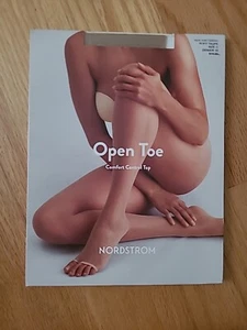 Nordstrom Open Toe Comfort Control Top Size Pantyhose Soft Taupe Size C - Picture 1 of 5