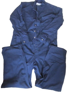 Red Kap ~Work Coveralls ~Overalls ~Zipper & Snap~ Long Sleeve~Blue ~Unisex 46R! - Picture 1 of 7