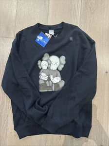 Uniqlo Kaws Sweatshirt Mens XSmall Black Crewneck Graphic Print SHELTER - Picture 1 of 3