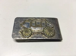 SELTENE Geldklammer Wells Fargo ELEGANT zweifarbig Postkutsche Silber Gold geätzt Vintage - Bild 1 von 6