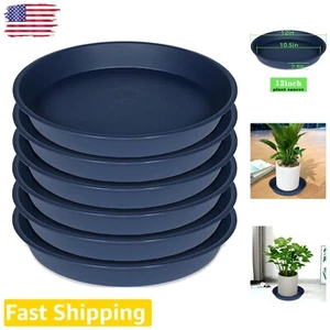 Thickened Plastic Plant Saucer Set - Blue Drip Trays for 12 Inch Pots (6 Pack) - Picture 1 of 9
