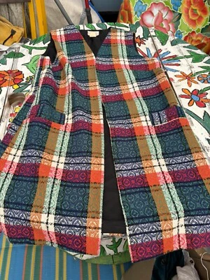 Vintage 60-70’s Ample Togs California Long Vest Vibrant Holiday Vest EUC Pocket - Image 1 of 4