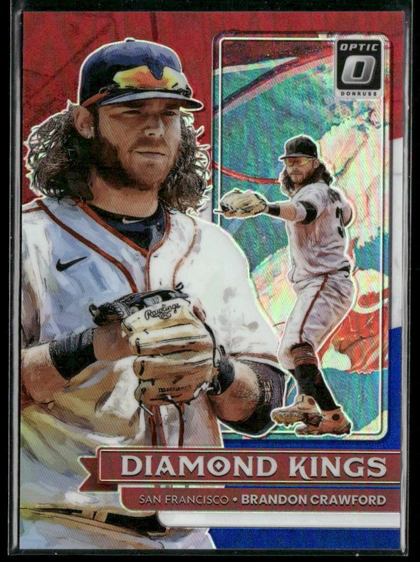 2022 Donruss Optic #26 Brandon Crawford Red, White, & Blue Prizm #/199