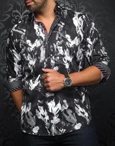Au Noir-Long Sleeve Men's Designer Shirt - Picture 1 of 4