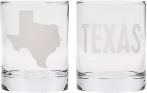 Texas State Shape Rocks Clear Glass Cup (10 Oz.) Set of 2 - Picture 1 of 1
