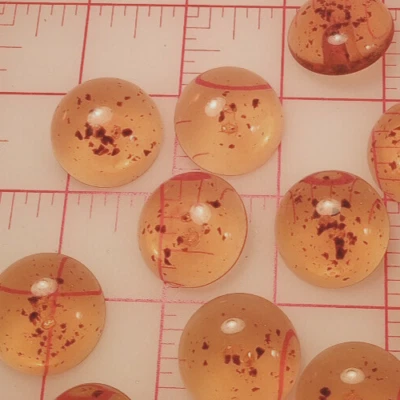 25 SMALL Faux Amber Plastic Dome Shank Button Clear Faux Amber Dark Specks 3/4" - Image 1 of 4
