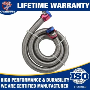 CarBole Universal 3/8" Hose 3ft. Stainless Steel Braided Fuel Line Kit w/ Clamps - Picture 1 of 12