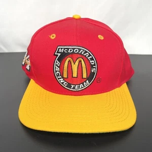 1995 Bill Elliott Hat Snapback Cap McDonalds Racing Team NASCAR Car Red Yellow - Picture 1 of 6