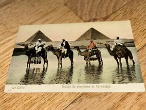 POSTAL LE CAIRE 1906. TROUPE DE CHAMEAUX ET PYRAMIDES / Pirámides de Egipto - Imagen 1 de 5