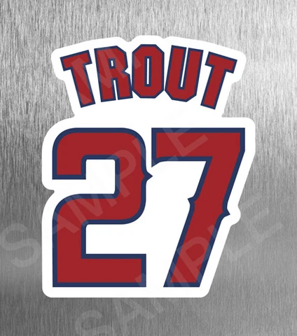 Magnet Die Cut Mike Trout #27Los Angeles Angels Baseball Fridge Refrigerator Mlb Cover