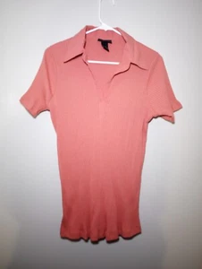 Lane Bryant Collared Coral Short Sleeve Top Size 14/16 - Picture 1 of 7