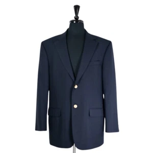 Stafford Mens Blazer 42R Navy Blue Wool Blend Gold Buttons Sport Coat Jacket - Picture 1 of 10
