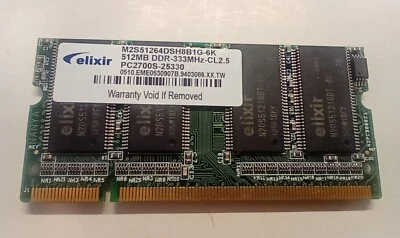 ELIXIR M2S51264DSH8B1G-6K - MODULO RAM 512MB DDR - 333MHz - USATA - Immagine 1 di 4