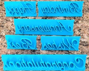 Vintage 1988 Wilton Cake Decorating WORD STAMPS Stencils Pattern Press 6pc Set - Picture 1 of 4