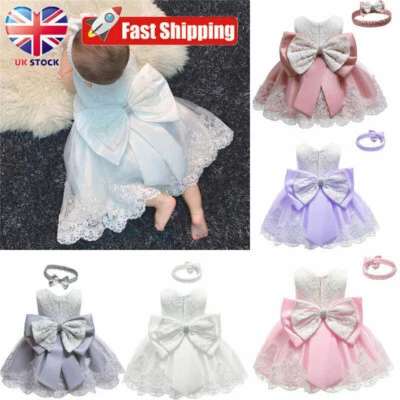 Kids Girls Baby Flower Bow Princess Tutu Dress Birthday Party Wedding Bridesmaid - Image 1 of 4
