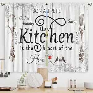 Kitchen Curtains Rustic Farmhouse 55X39 Inch Rod Pocket Country Short Small Barn - Picture 1 of 12