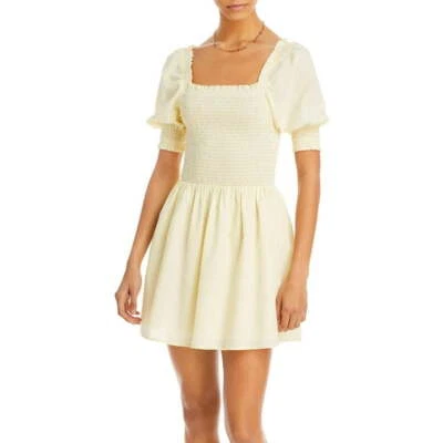 Mini Vestido Aqua Rayas Calado Amarillo Talla XL Foto 1 de 2