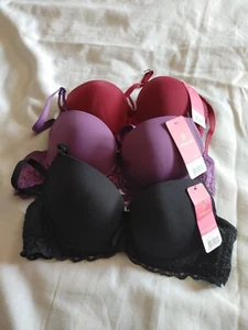 Lot Of 3 SZ 34A Women/Teen Bras Sexy Lingerie Thin Padded Wire - Picture 1 of 11