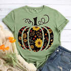 #F Floral pumpkin t shirt-Olive Green-S