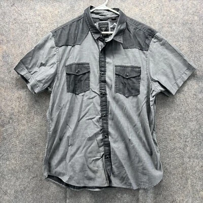 Guess Shirt Men Extra Large Adult Gray Pearl Snap Western Pockets Slim Fit - Image 1 of 4