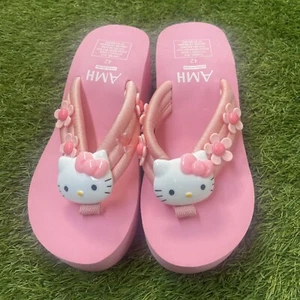 Hello Kitty Flip Flops Women Platform Shoes Summer Fashion High Heels Slipper - Picture 1 of 7