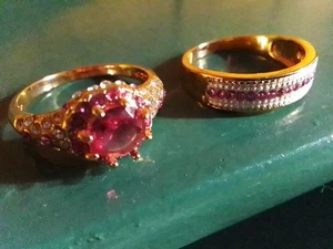 2 Ringe. Ring. Rubin. Imitat. &. Vorsteckring. Größe 61 - Bild 1 von 9