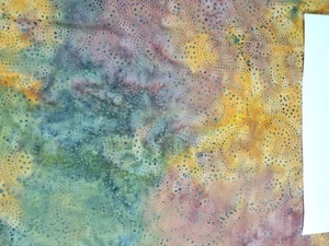 Fabric Batik Yellow/Orange/Green/Brown Dots & Swirls 13" x 45"   100% Cotton - Picture 1 of 3