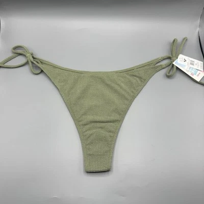 Parte inferior de bikini descarada de pierna alta lateral con corbata Roxy Essaouira verde oliva 2XL NUEVO Foto 1 de 4