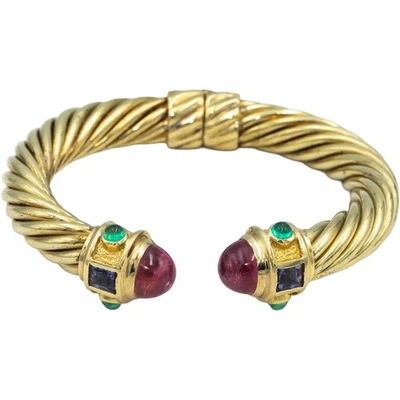 Brazalete DAVID YURMAN Oro 14k Colección Renacimiento Multi Piedras Preciosas Cable Foto 1 de 4
