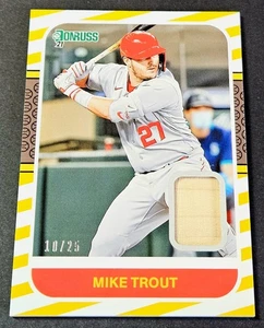 2021 Donruss Gold /25 Retro Materials Bat Relic 1987 Mike Trout #87M-MT Angels - Picture 1 of 2