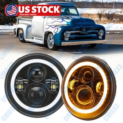 Par de faros LED redondos de 7 pulgadas con DRL BLANCO para camioneta Ford F1 F2 F3 Foto 1 de 4