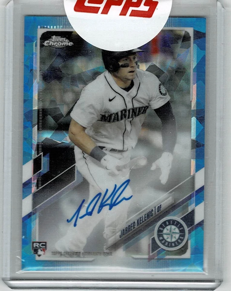 2021 Topps Chrome Sapphire Jarred Kelenic RC AUTO Seattle Mariners - SHORT PRINT - Image 1 of 1