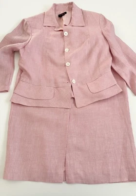 Cynthia Howie Pink Linen Skirt Suit Size 10 - Image 1 of 4