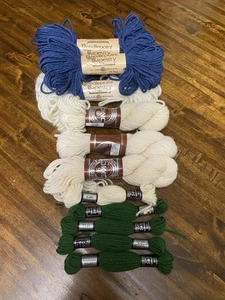 Vtg Lot of 12 100% Wool Tapestry Yarn Skeins DMC & Brunswick New Mixed Colors - Picture 1 of 17